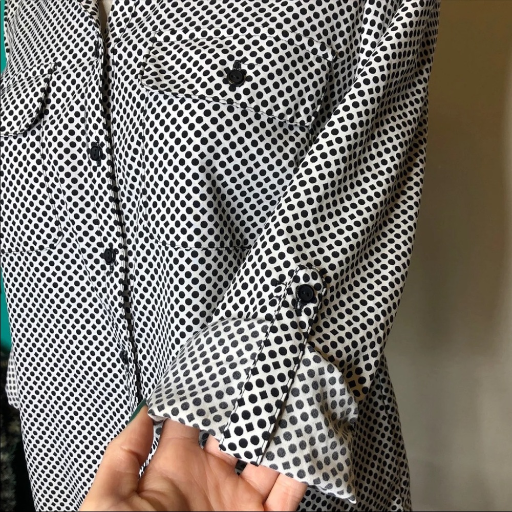 Notations Black and White Printed Button Up - Picture 3 of 6
